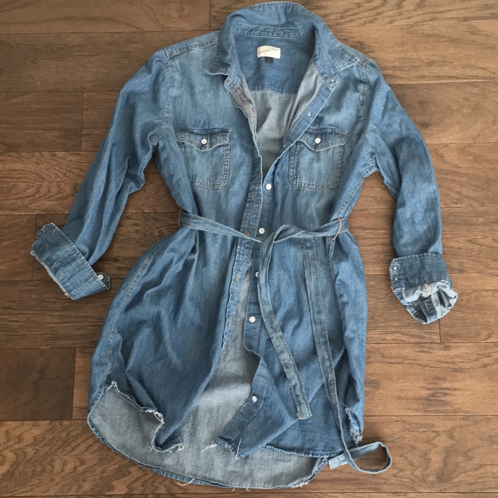 Denim button up tunic